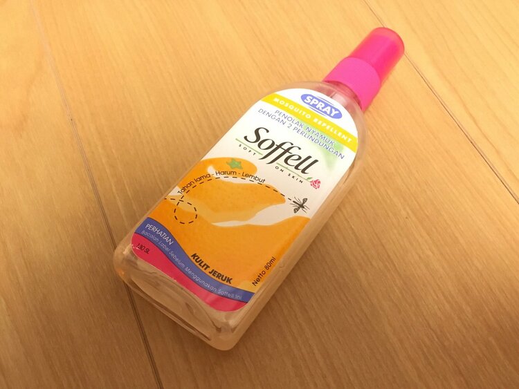虫除けスプレー「soffell」オレンジの香りが蚊は苦手みたいで体に振りかけると近寄ってきません。